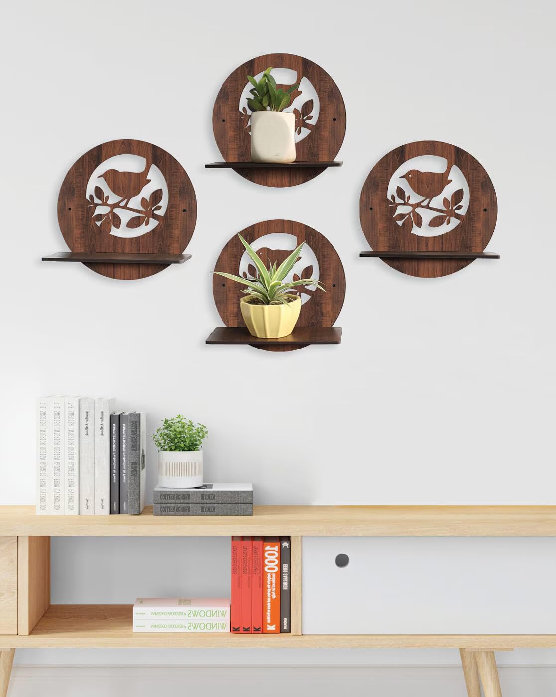 Set Of 4 Wooden Planter Stand for Living Room Kitchen Bedroom Decoration Items Gifting-PS8