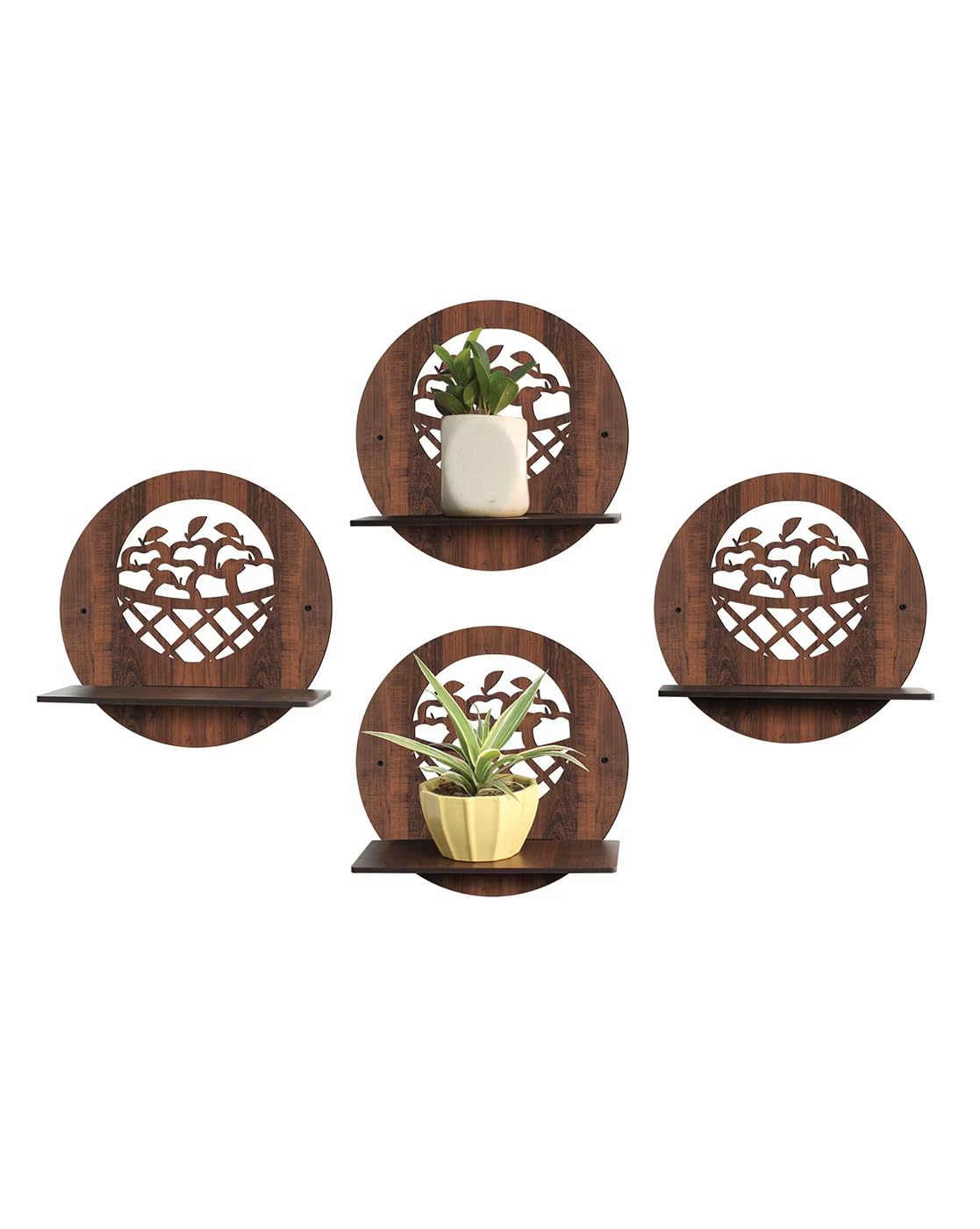 Set Of 4 Wooden Planter Stand for Living Room Kitchen Bedroom Decoration Items Gifting-PS7