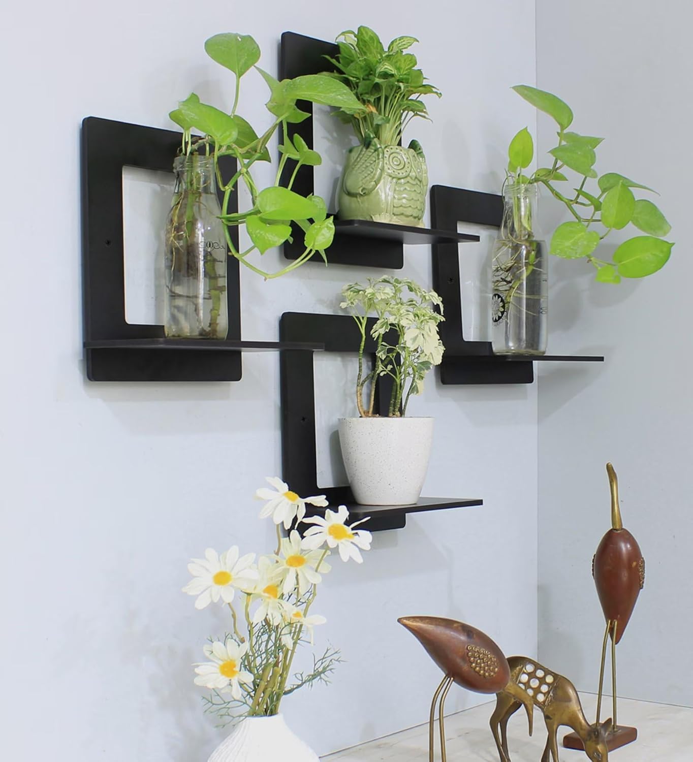 Set Of 4 Wooden Planter Stand for Living Room Kitchen Bedroom Decoration Items Gifting-PS1