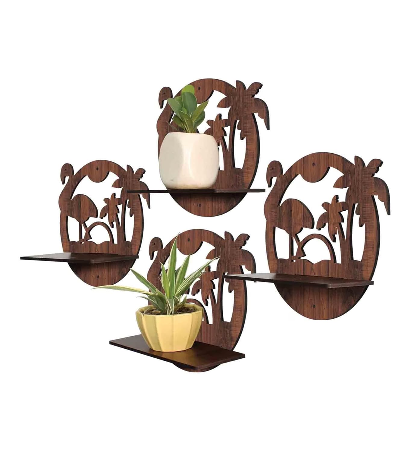 Set Of 4 Wooden Planter Stand for Living Room Kitchen Bedroom Decoration Items Gifting-PS3