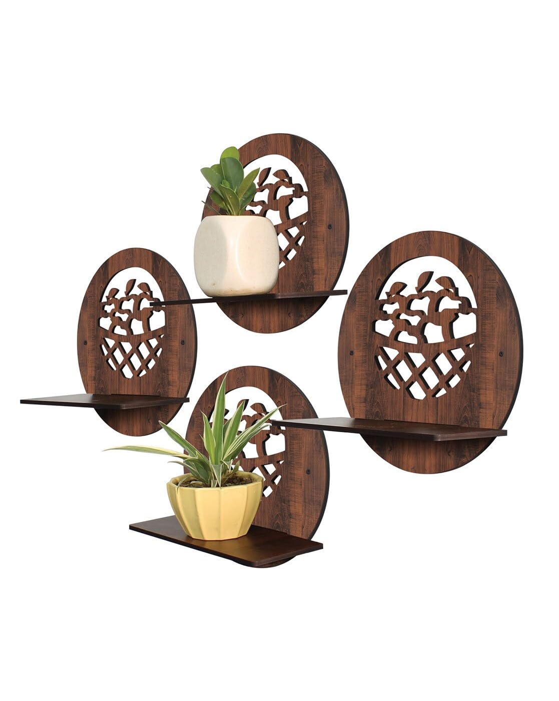 Set Of 4 Wooden Planter Stand for Living Room Kitchen Bedroom Decoration Items Gifting-PS7