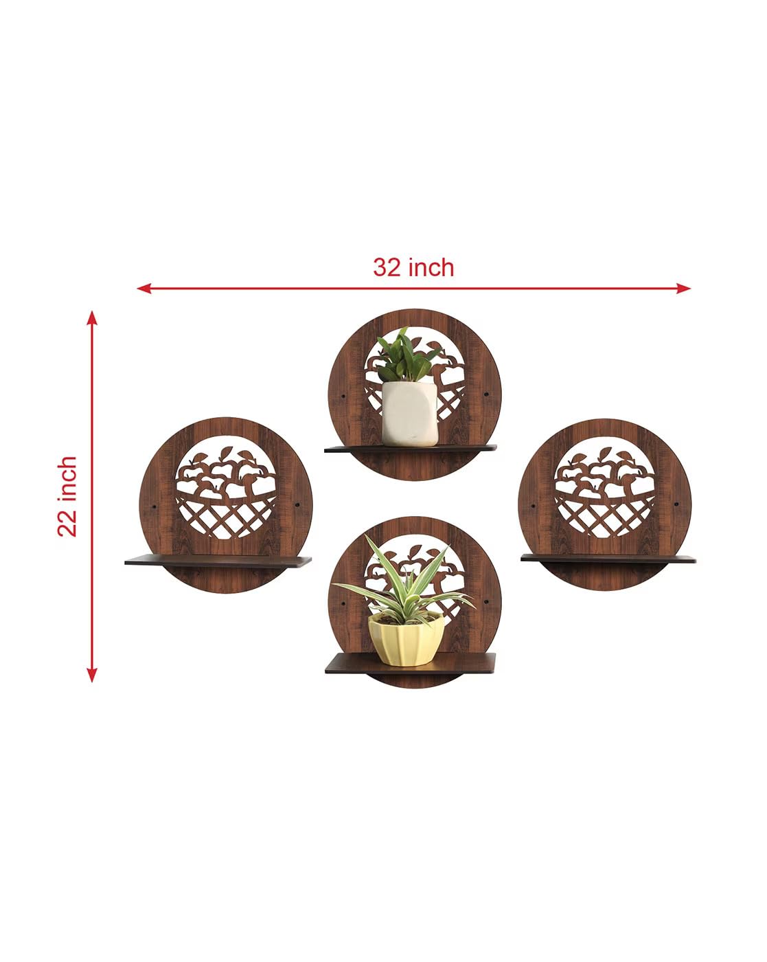 Set Of 4 Wooden Planter Stand for Living Room Kitchen Bedroom Decoration Items Gifting-PS7