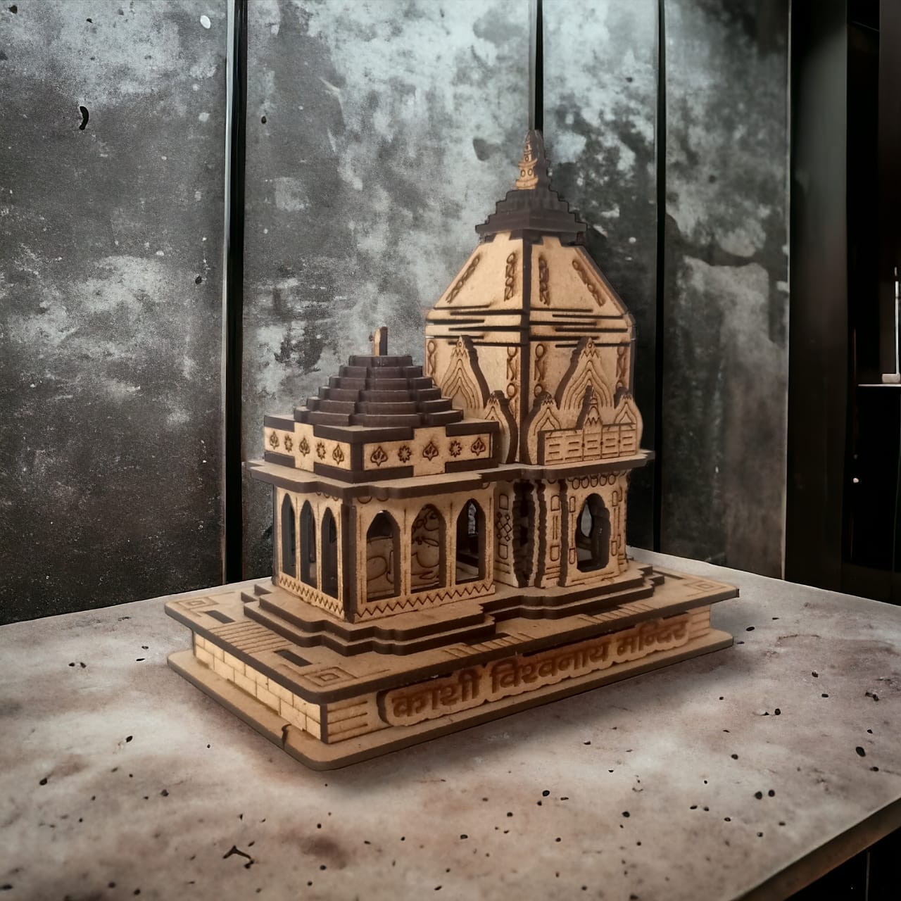 Kashiviswanath Temple -Hand Crafted Wooden 3D Replica