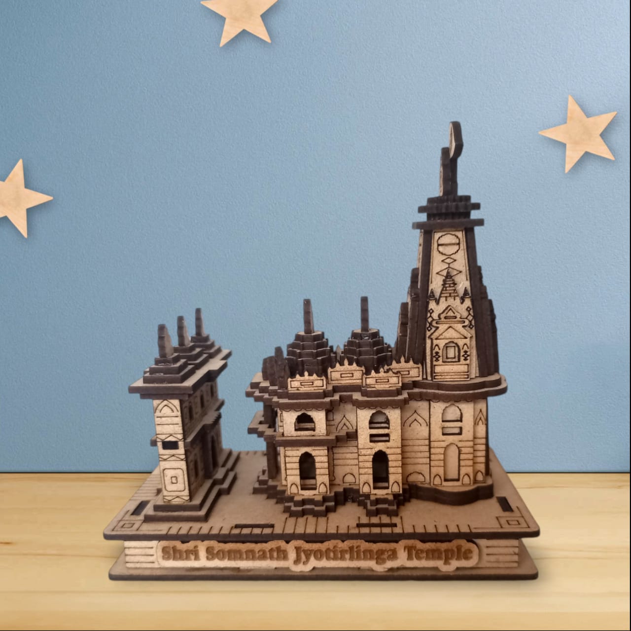 Somnath Temple, Gujrat -Hand Crafted Wooden 3D Replica