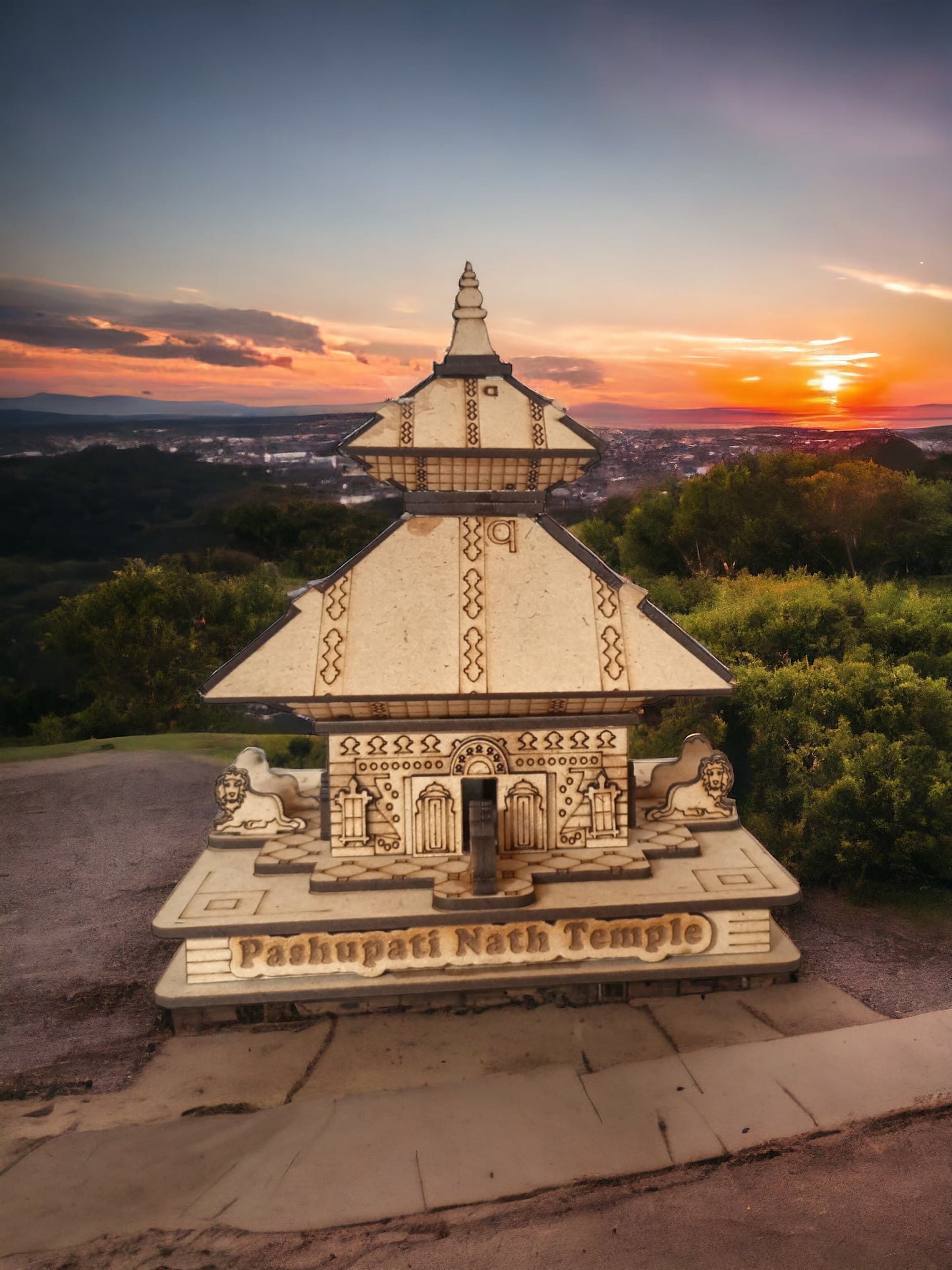 Pashupatinath Temple,Nepal -Hand Crafted Wooden 3D Replica