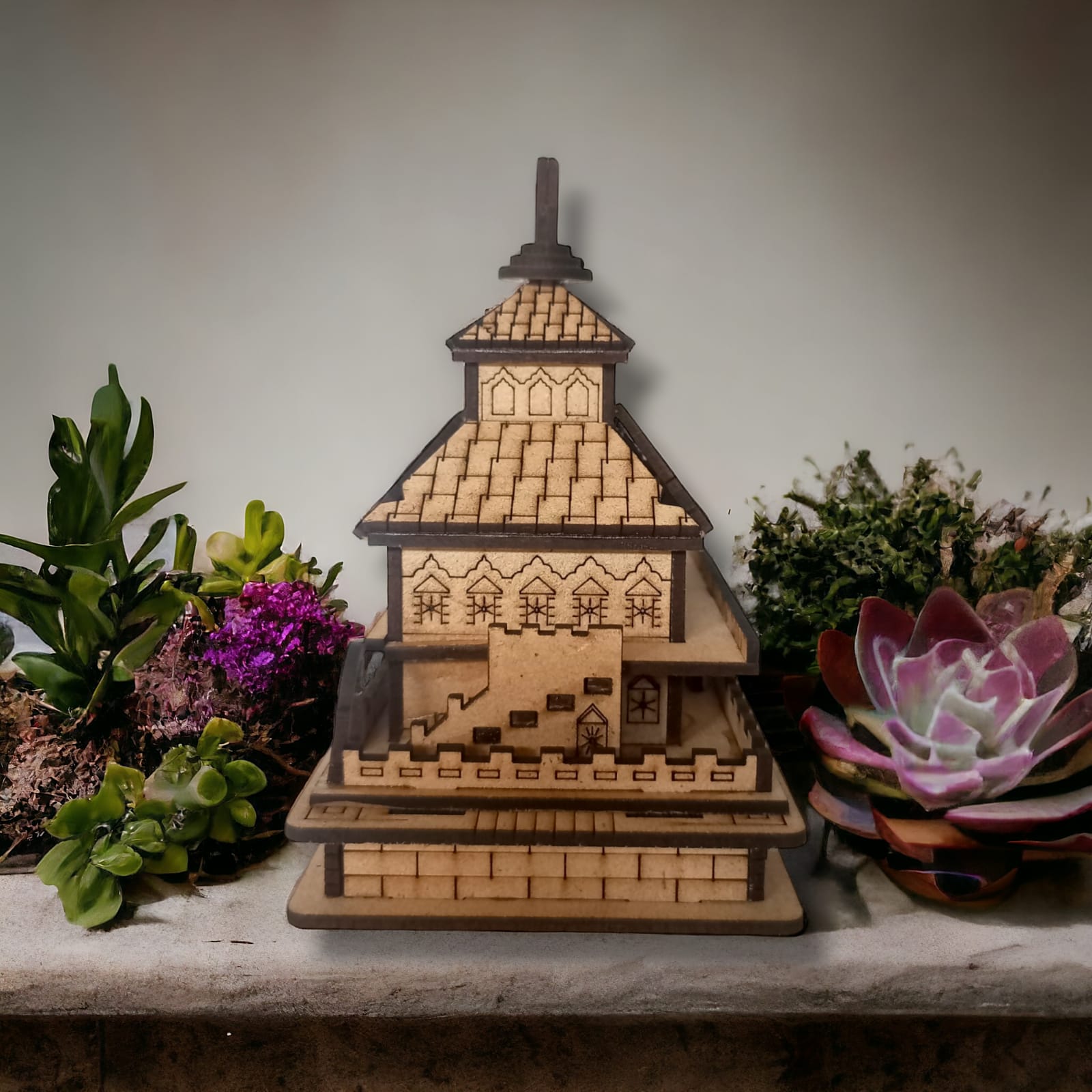 Dhari Devi Mandir-Hand Crafted Wooden 3D Replica