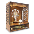 Beautiful Wooden Pooja Stand for Home Pooja Mandir for Home Temple for Home and Office Puja Mandir for Home Wall Mounted with LED Spot Light Size -HT10