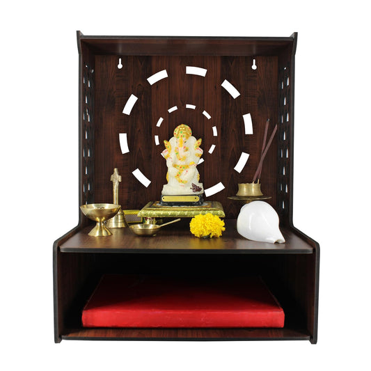 Beautiful Wooden Pooja Stand for Home Pooja Mandir for Home Temple for Home and Office Puja Mandir for Home Wall Mounted with LED Spot Light Size -HT11