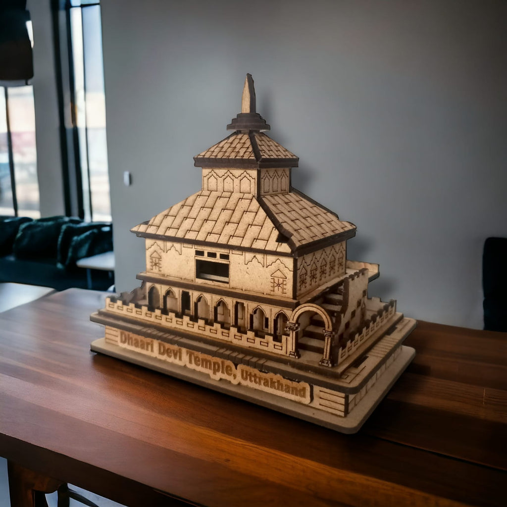 Dhari Devi Mandir-Hand Crafted Wooden 3D Replica