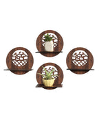 Set Of 4  Wooden Planter Stand for Living Room Kitchen Bedroom Decoration Items Gifting-PS7