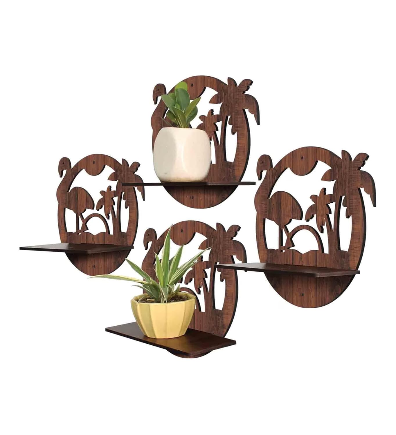 Set Of 4  Wooden Planter Stand for Living Room Kitchen Bedroom Decoration Items Gifting-PS3