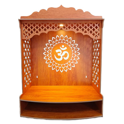 Beautiful Wooden Pooja Stand for Home Pooja Mandir for Home Temple for Home and Office Puja Mandir for Home Wall Mounted with LED Spot Light Size -HT6