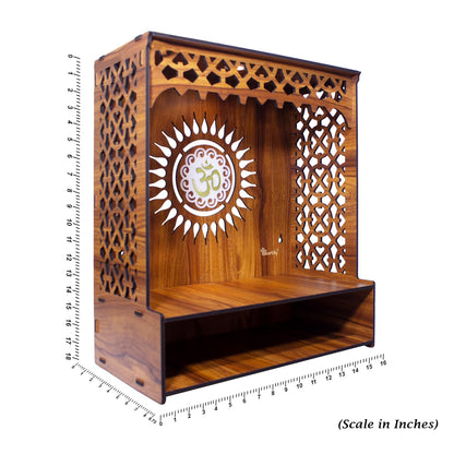 Beautiful Wooden Pooja Stand for Home Pooja Mandir for Home Temple for Home and Office Puja Mandir for Home Wall Mounted with LED Spot Light Size -HT9