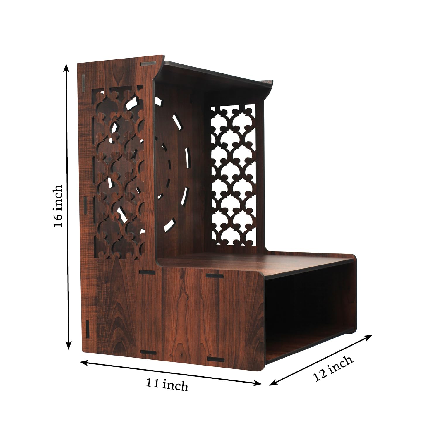 Beautiful Wooden Pooja Stand for Home Pooja Mandir for Home Temple for Home and Office Puja Mandir for Home Wall Mounted with LED Spot Light Size -HT11