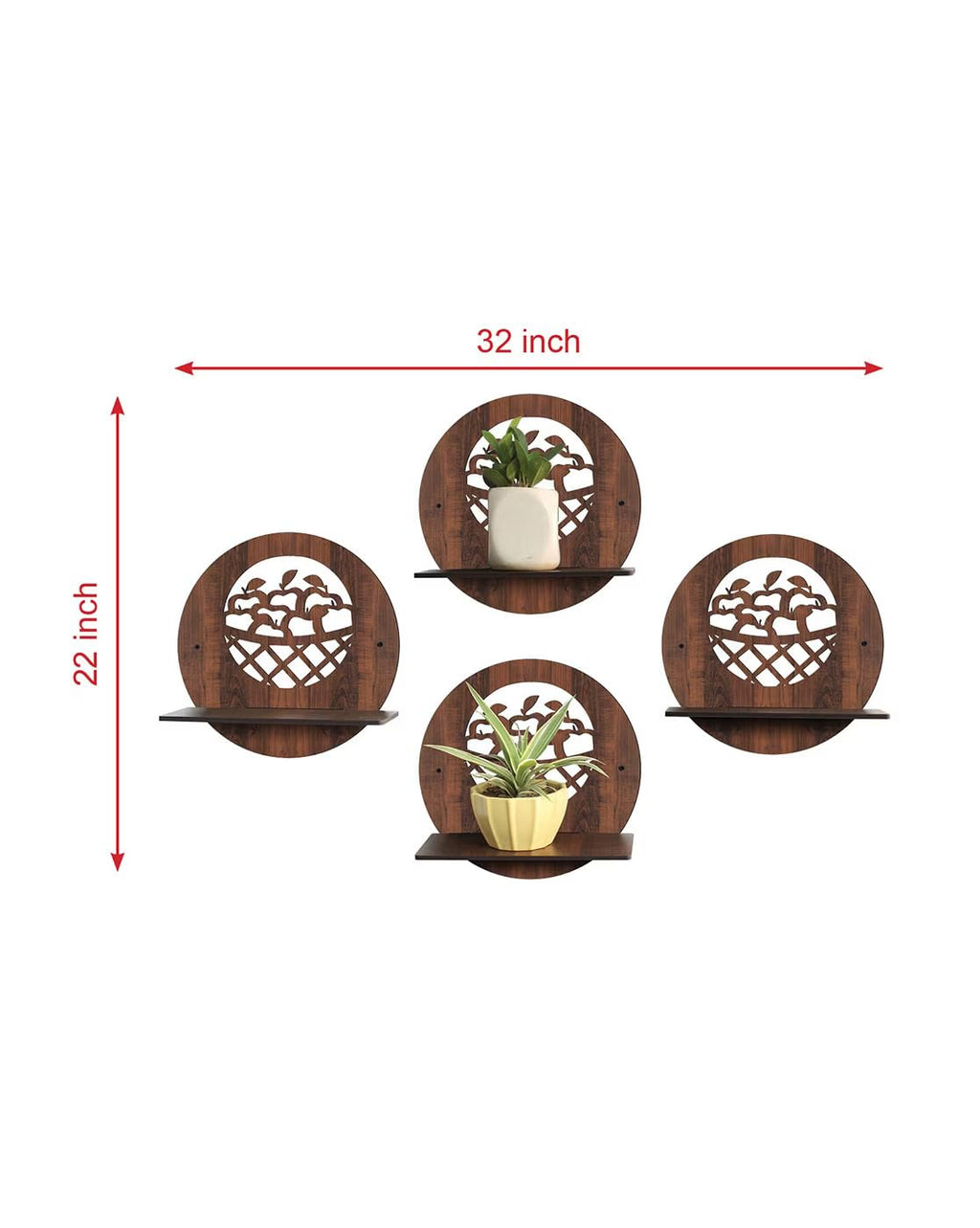 Set Of 4  Wooden Planter Stand for Living Room Kitchen Bedroom Decoration Items Gifting-PS7