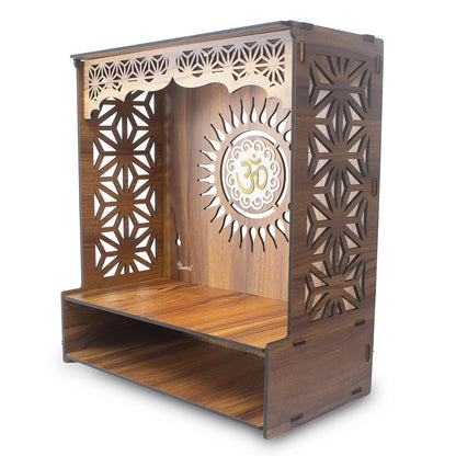 Beautiful Wooden Pooja Stand for Home Pooja Mandir for Home Temple for Home and Office Puja Mandir for Home Wall Mounted with LED Spot Light Size -HT2