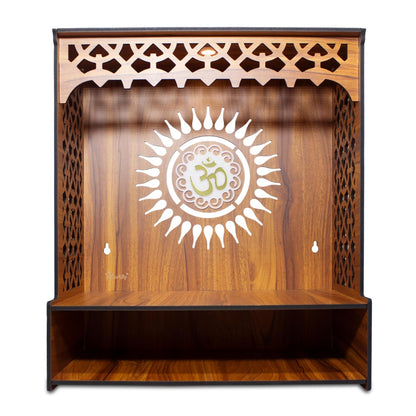 Beautiful Wooden Pooja Stand for Home Pooja Mandir for Home Temple for Home and Office Puja Mandir for Home Wall Mounted with LED Spot Light Size -HT9