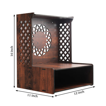 Beautiful Wooden Pooja Stand for Home Pooja Mandir for Home Temple for Home and Office Puja Mandir for Home Wall Mounted with LED Spot Light Size -HT12