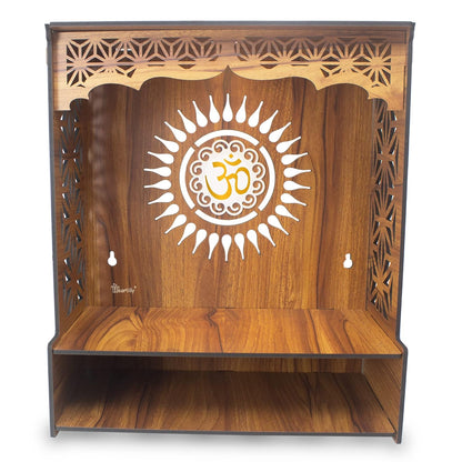 Beautiful Wooden Pooja Stand for Home Pooja Mandir for Home Temple for Home and Office Puja Mandir for Home Wall Mounted with LED Spot Light Size -HT2