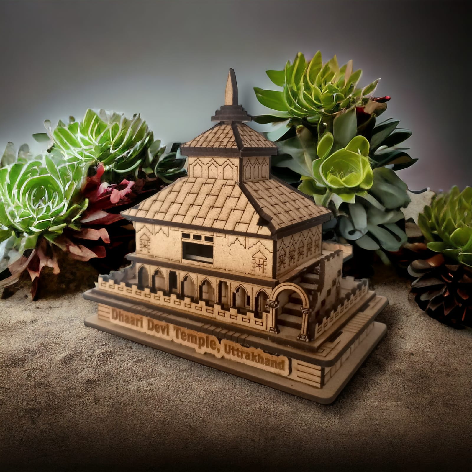 Dhari Devi Mandir-Hand Crafted Wooden 3D Replica