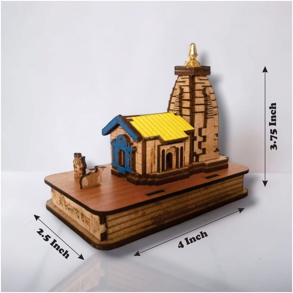 Kedarnath Mandir Wooden-Hand Crafted Wooden 3D Replica