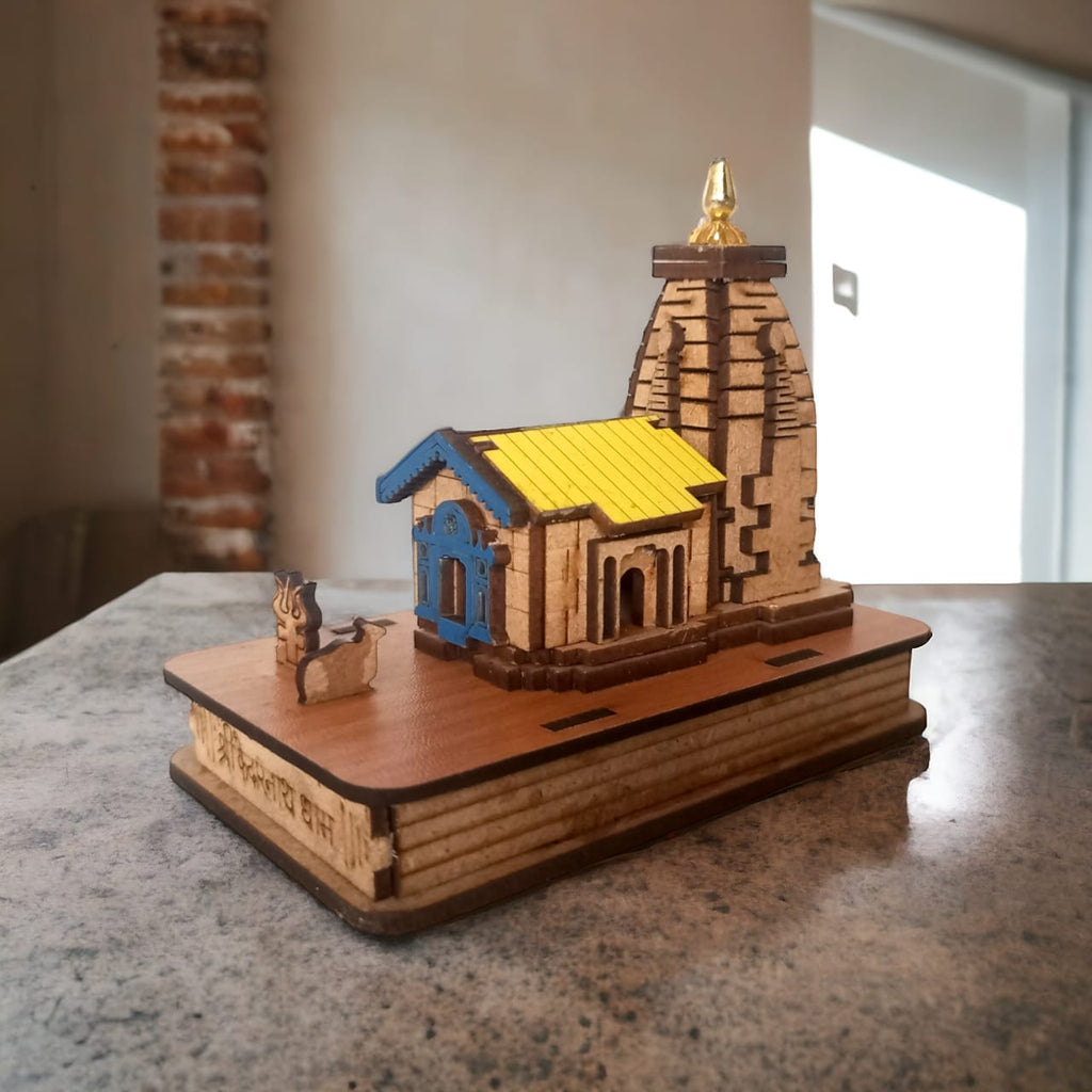 Kedarnath Mandir Wooden-Hand Crafted Wooden 3D Replica