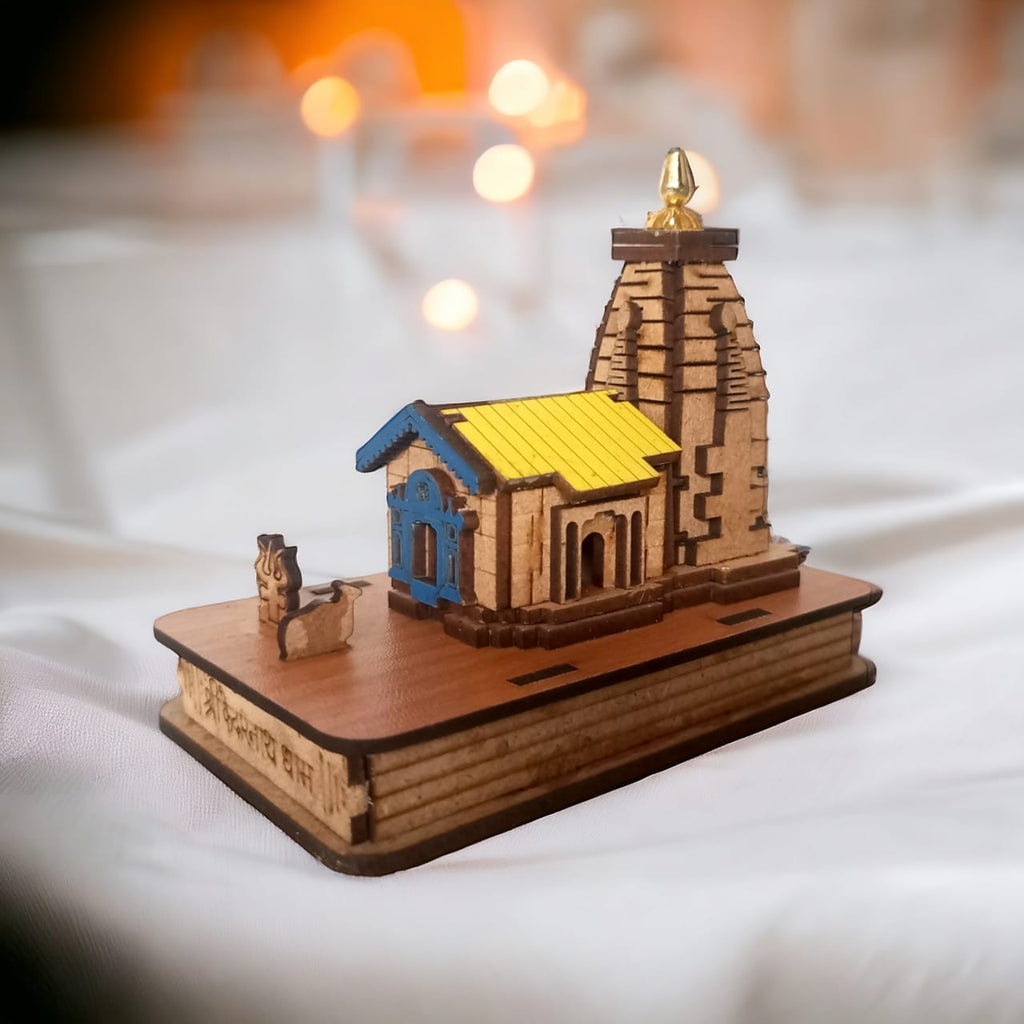 Kedarnath Mandir Wooden-Hand Crafted Wooden 3D Replica
