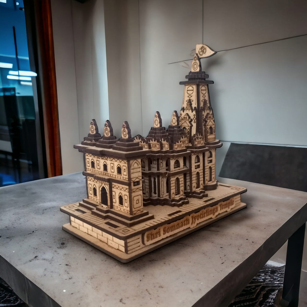 Somnath Temple, Gujrat  -Hand Crafted Wooden 3D Replica