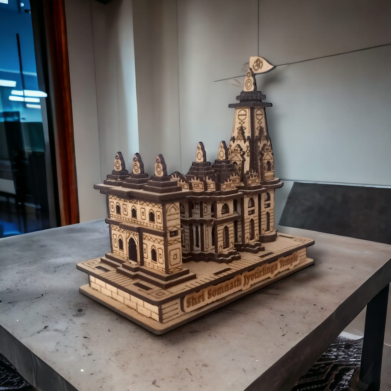 Somnath Temple, Gujrat  -Hand Crafted Wooden 3D Replica