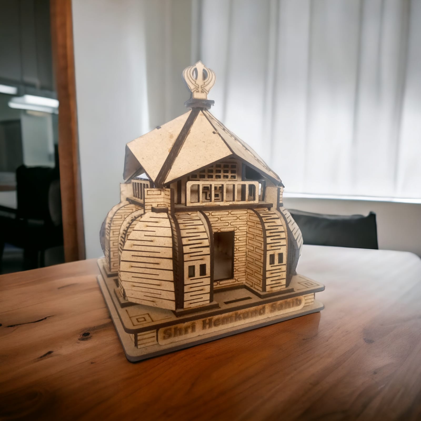 Hemkund Sahib Temple -Hand Crafted Wooden 3D Replica