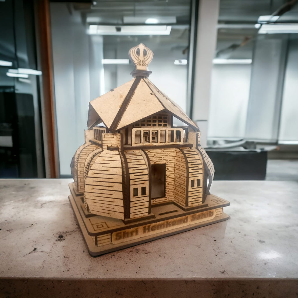 Hemkund Sahib Temple -Hand Crafted Wooden 3D Replica