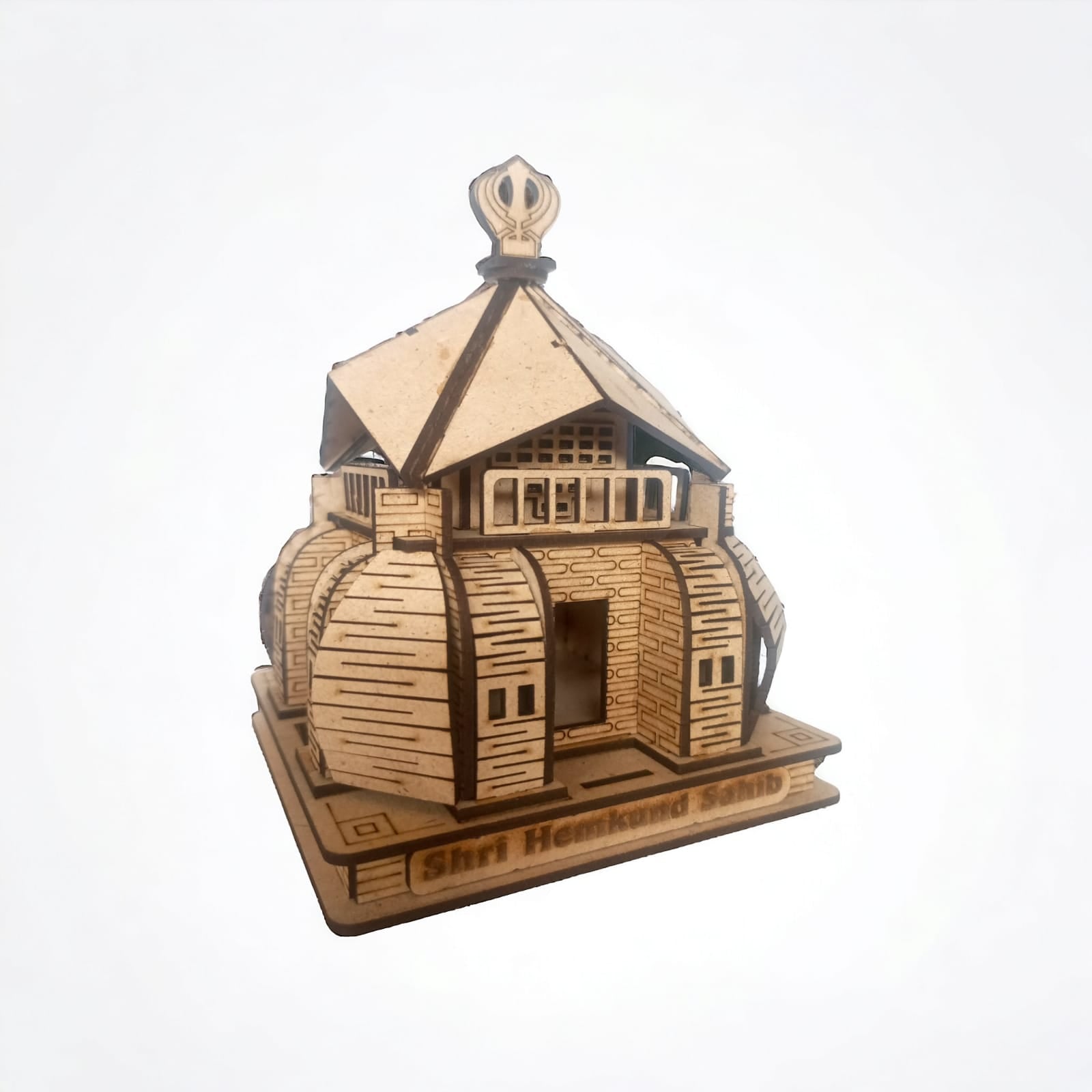 Hemkund Sahib Temple -Hand Crafted Wooden 3D Replica