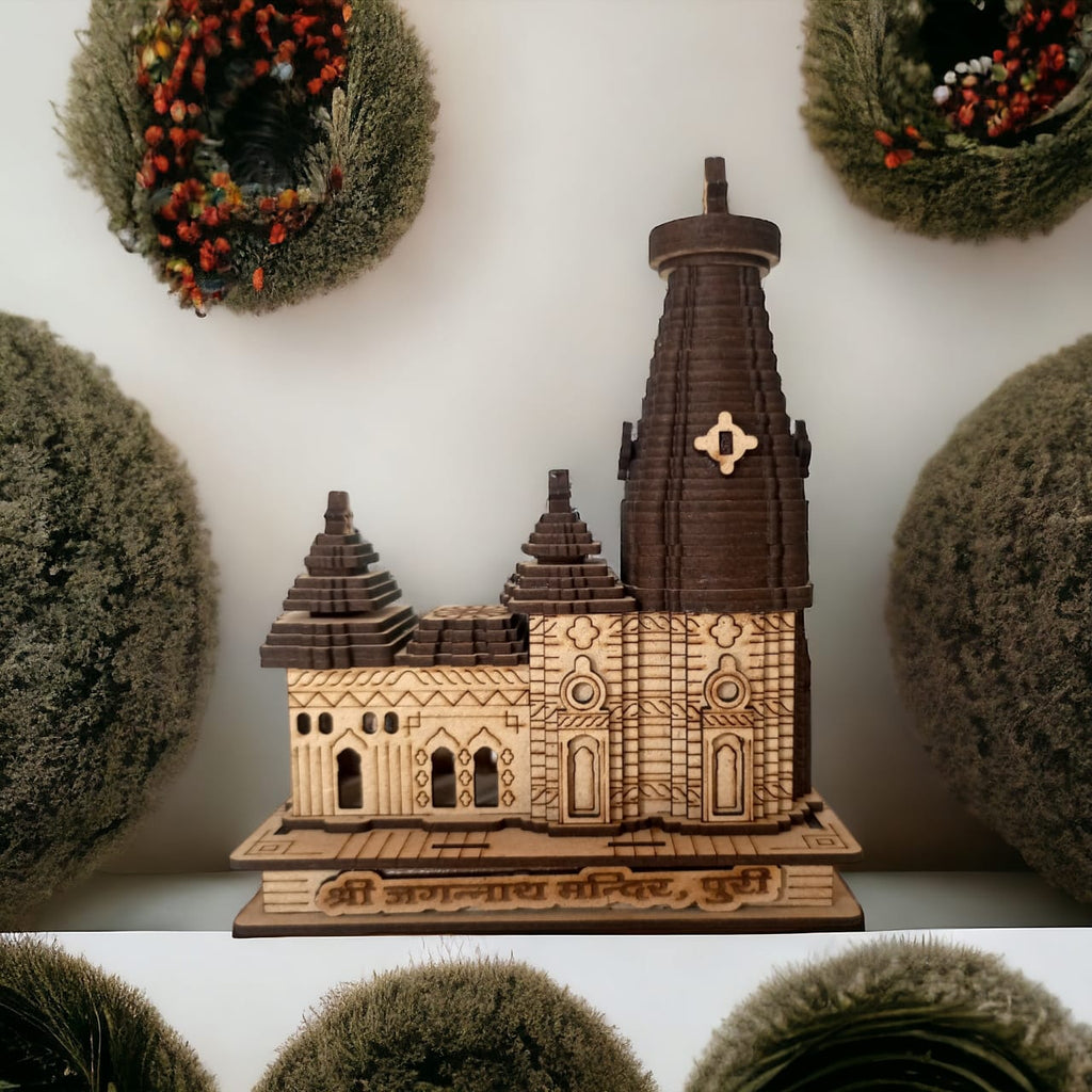 Jagannath Puri Temple -Hand Crafted Wooden 3D Replica