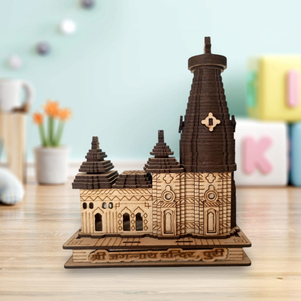 Jagannath Puri Temple -Hand Crafted Wooden 3D Replica