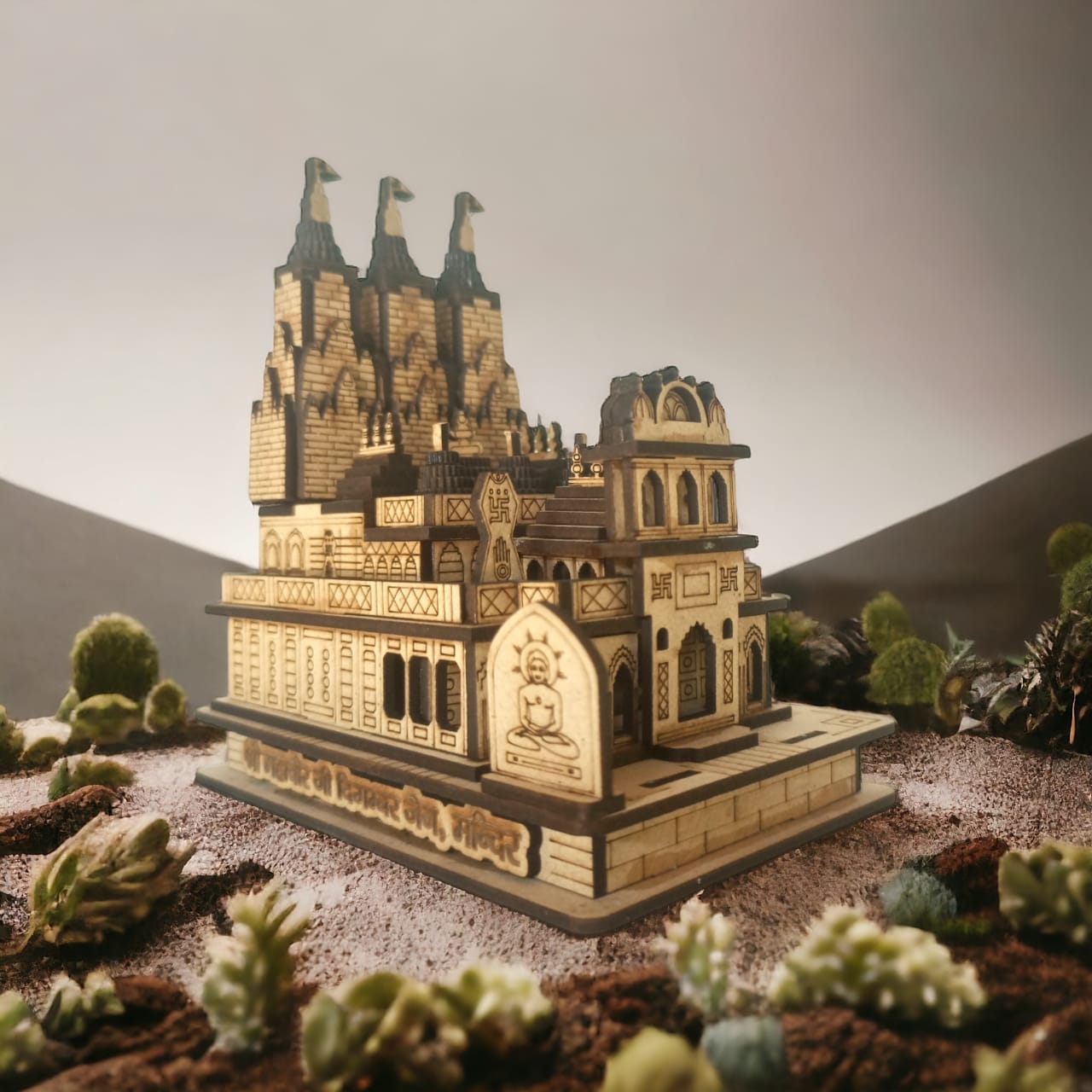 Mahavir ji jain Temple, Ujjain -Hand Crafted Wooden 3D Replica