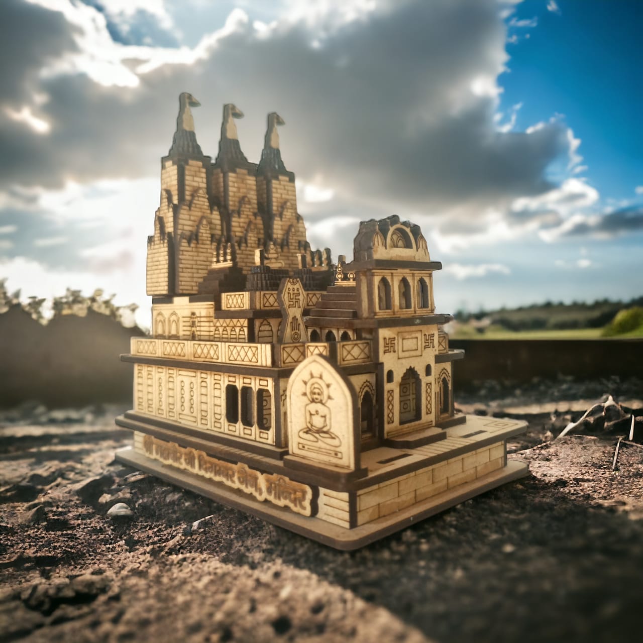 Mahavir ji jain Temple, Ujjain -Hand Crafted Wooden 3D Replica