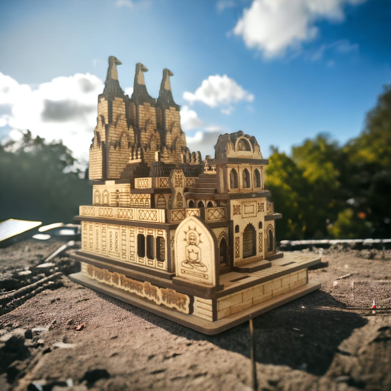 Mahavir ji jain Temple, Ujjain -Hand Crafted Wooden 3D Replica
