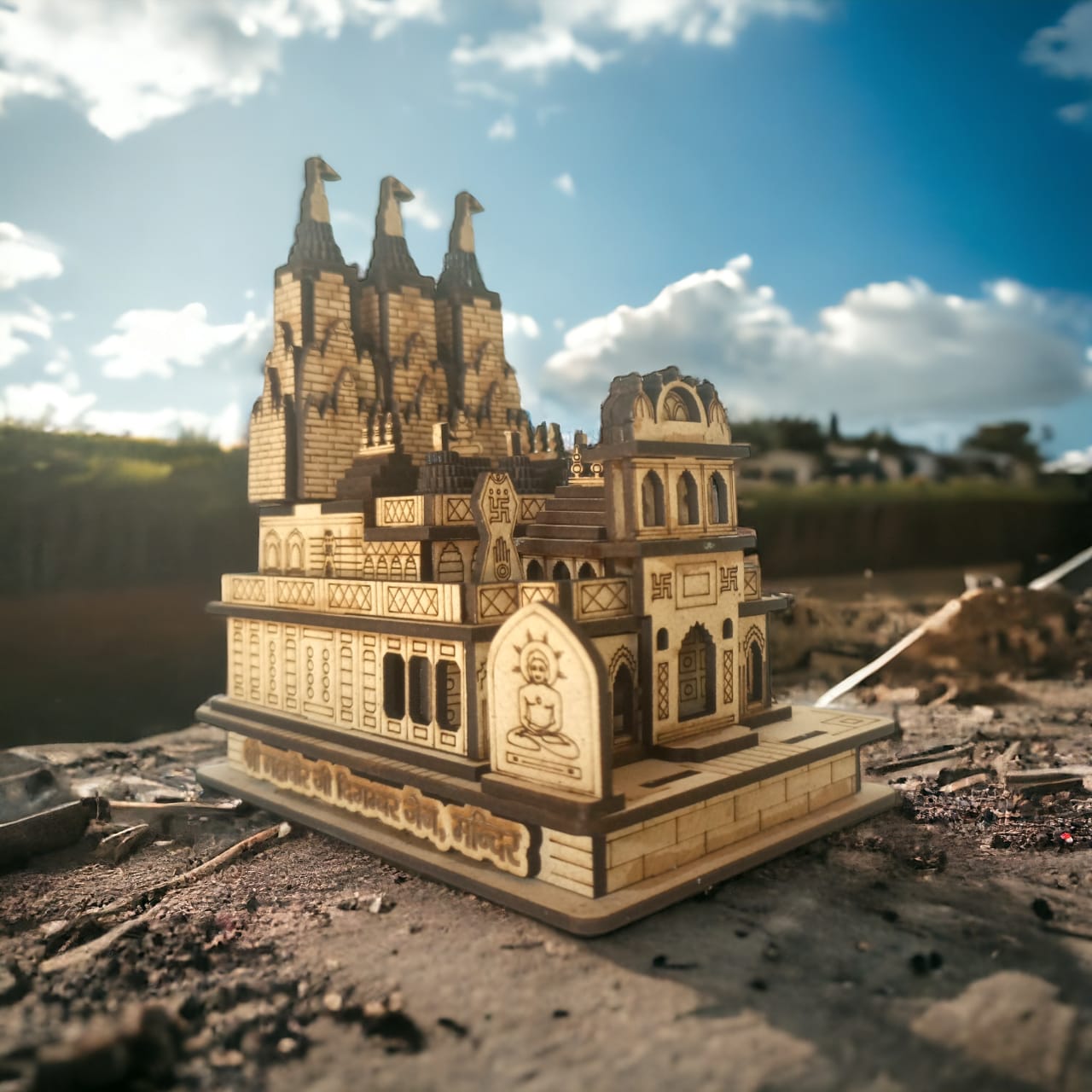 Mahavir ji jain Temple, Ujjain -Hand Crafted Wooden 3D Replica