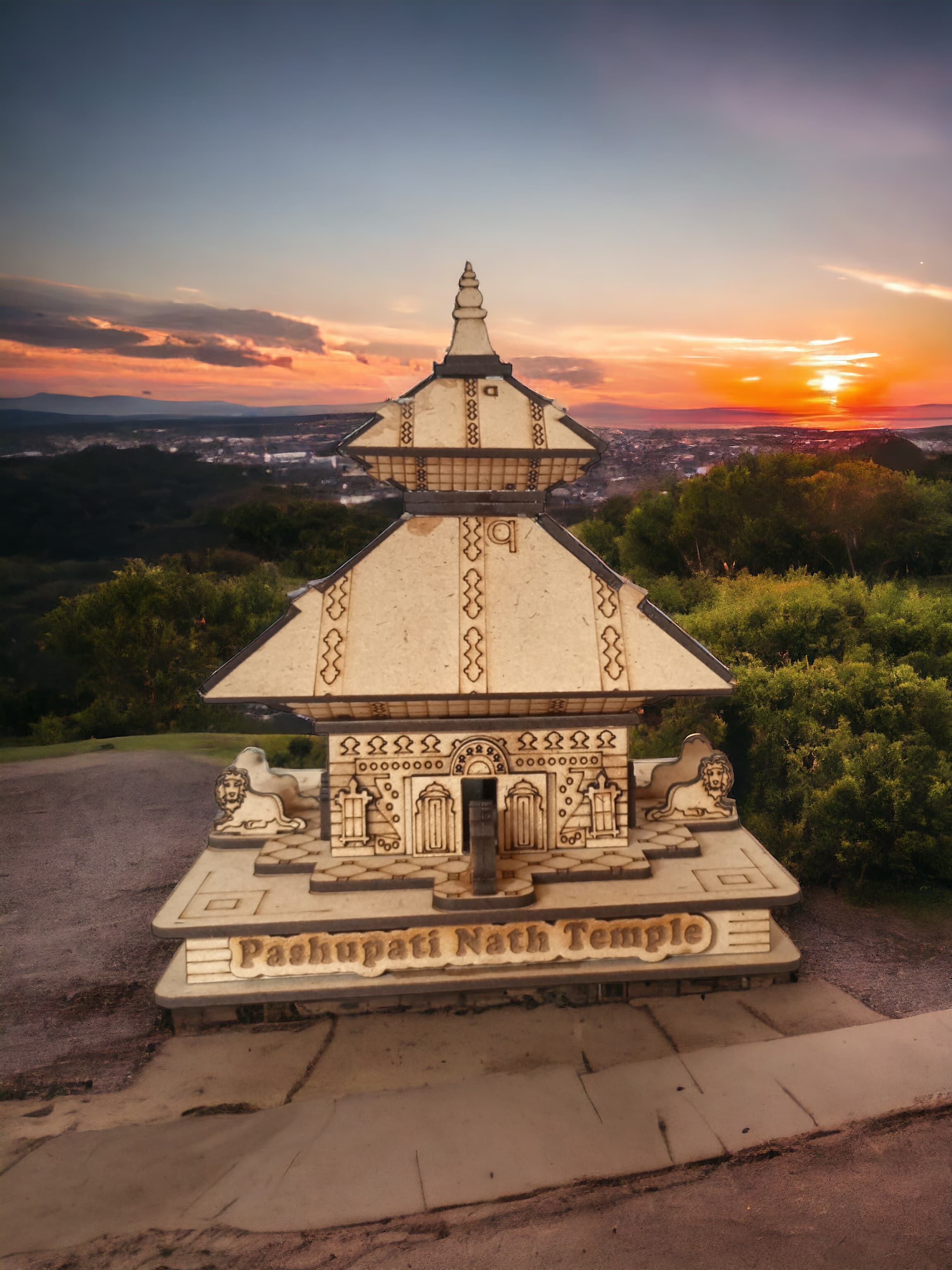 Pashupatinath Temple,Nepal  -Hand Crafted Wooden 3D Replica