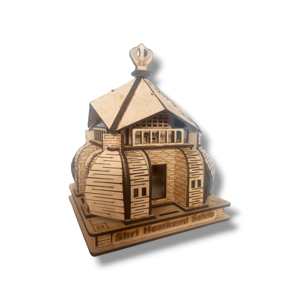 Hemkund Sahib Temple -Hand Crafted Wooden 3D Replica