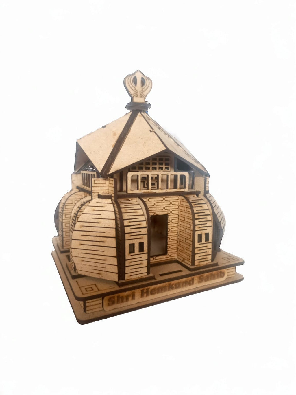 Hemkund Sahib Temple -Hand Crafted Wooden 3D Replica