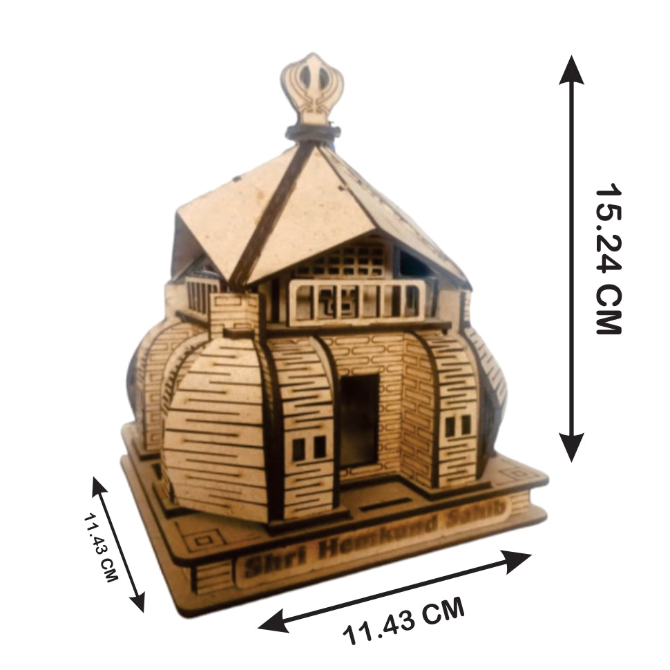 Hemkund Sahib Temple -Hand Crafted Wooden 3D Replica