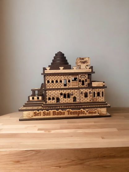 SaiBaba Temple ,Shirdi -Hand Crafted Wooden 3D Replica