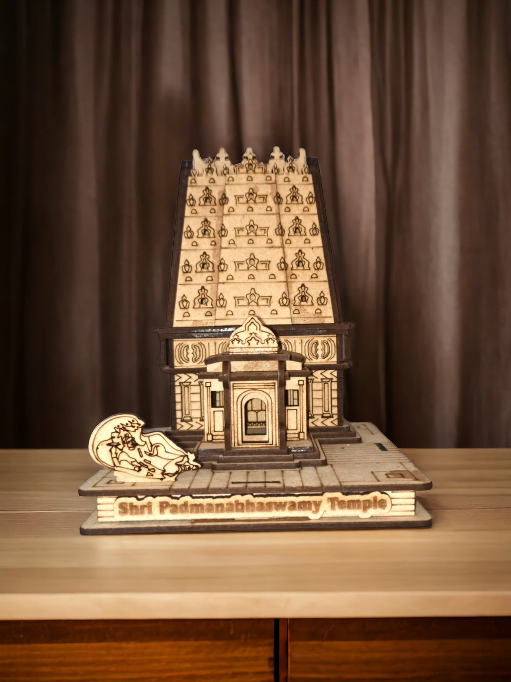 Padmanabhaswamy Temple ,Kerala -Hand Crafted Wooden 3D Replica