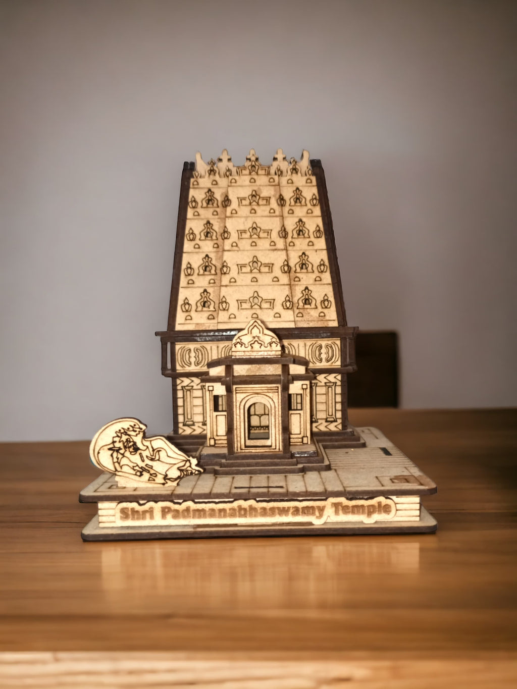 Padmanabhaswamy Temple ,Kerala -Hand Crafted Wooden 3D Replica