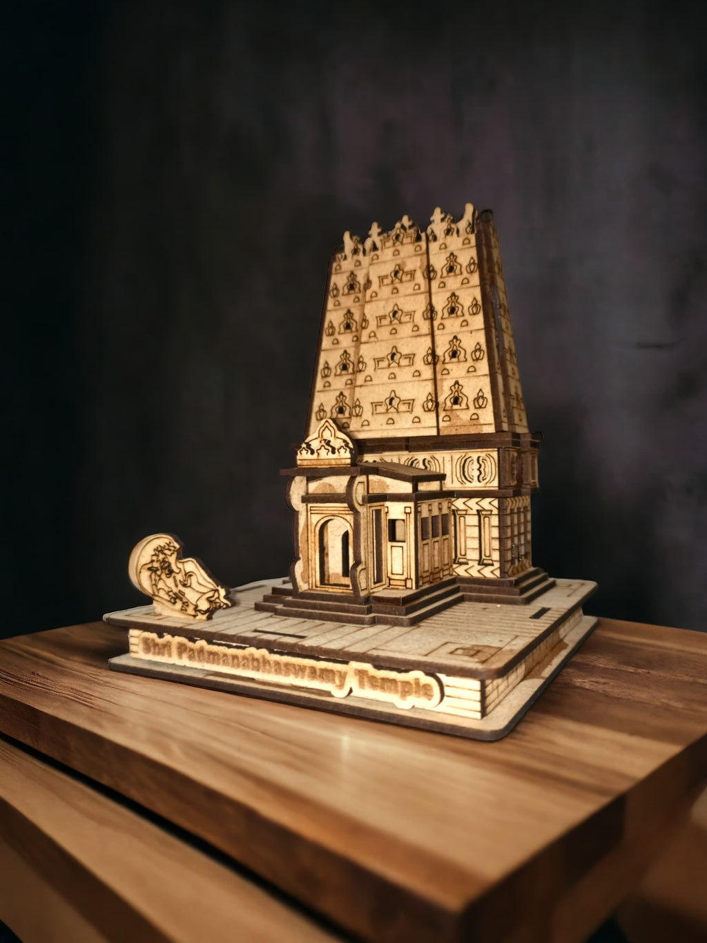 Padmanabhaswamy Temple ,Kerala -Hand Crafted Wooden 3D Replica