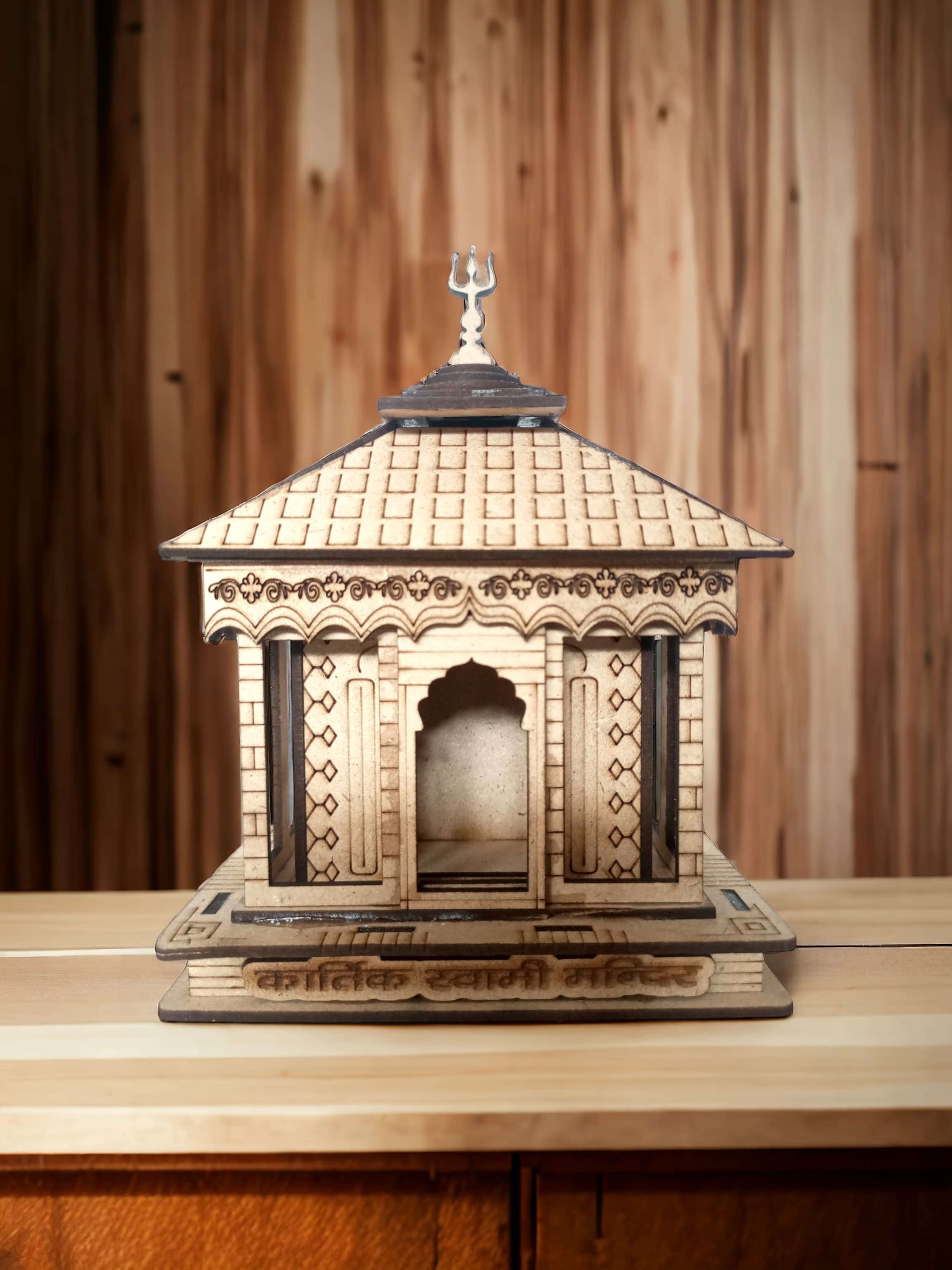 Kartik Swami Temple ,Uttrakhand -Hand Crafted Wooden 3D Replica