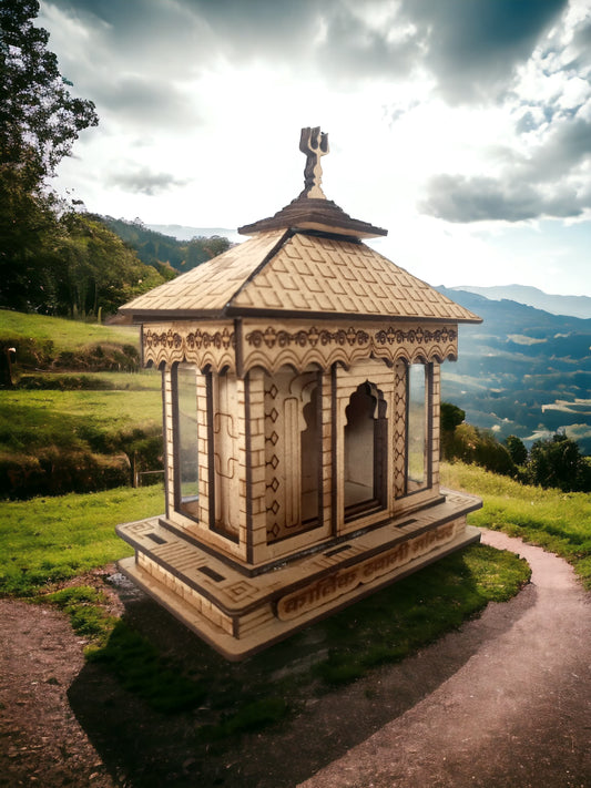 Kartik Swami Temple ,Uttrakhand -Hand Crafted Wooden 3D Replica