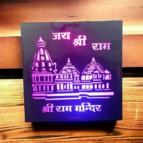 Ayodhya Ram Mandir Light Lamp-Hand Crafted Wooden 2D Replica