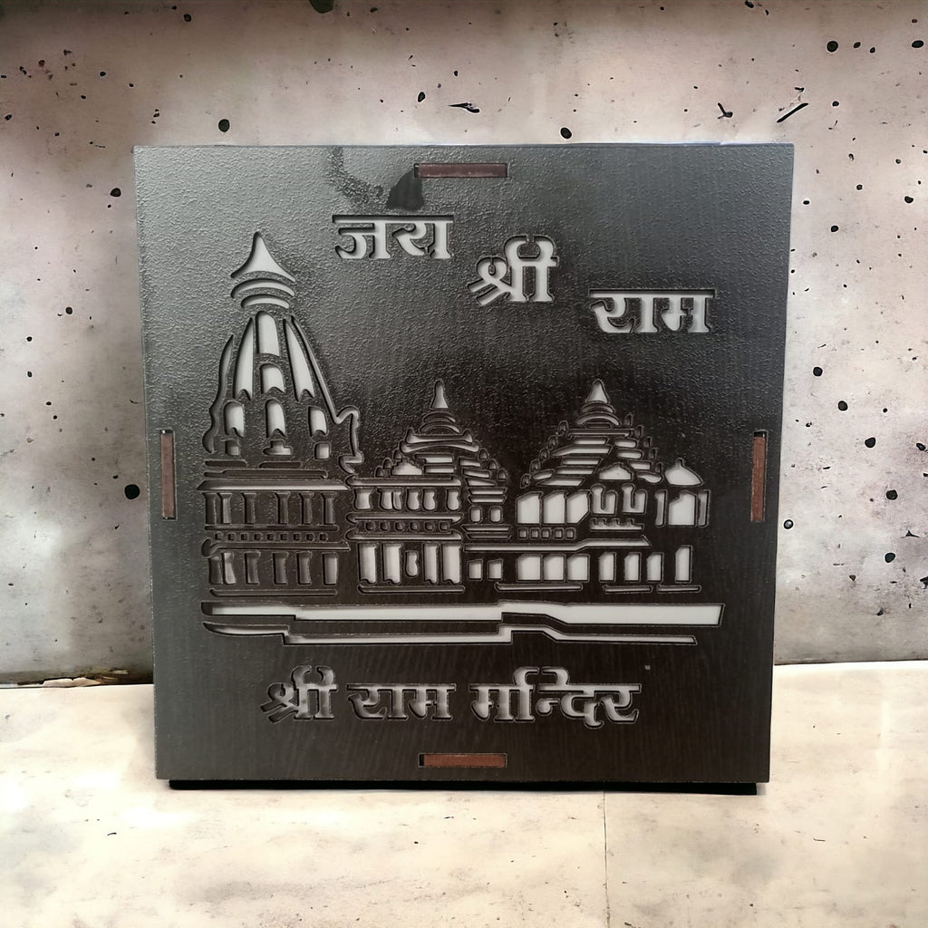 Ayodhya Ram Mandir Light Lamp-Hand Crafted Wooden 2D Replica